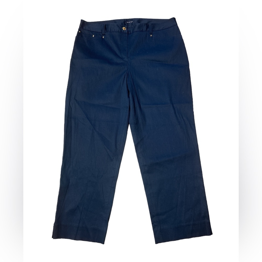 Jones New York Navy Blue Stretchy Straight Leg Pants Size 16 NWT